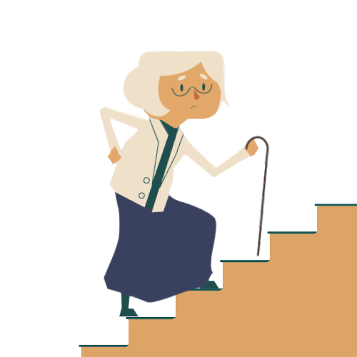 Older lady climbing the stairs