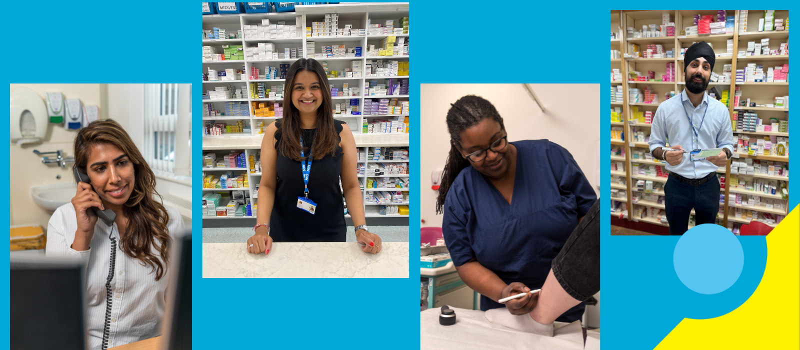 Images of Bromley GPs and Pharmacists working to support local people. 