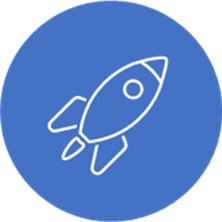 Icon of a rocket on a blue background