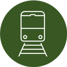 Icon of a train on a green background