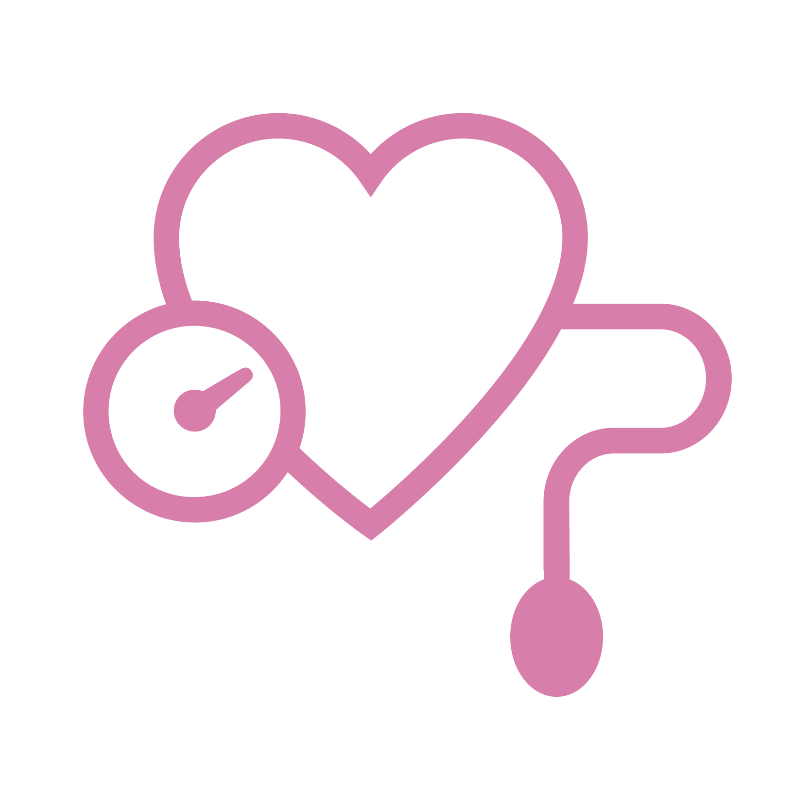 Icon of a heart with a blood pressure monitor