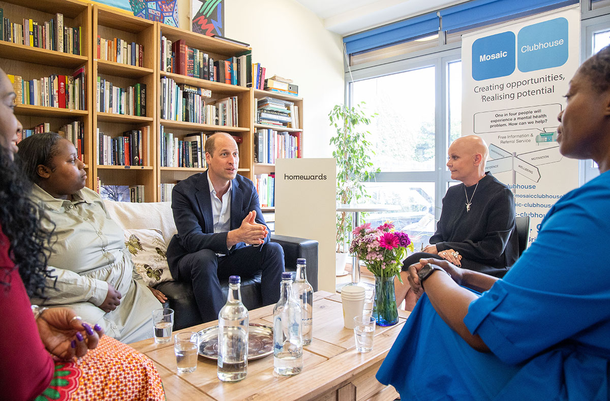 HRH the Prince of Wales speaking at the the Mosaic Clubhouse in Brixton