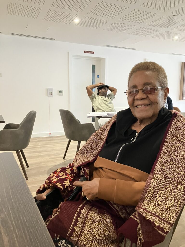 Seated visitor at Southwark Ageing Well event