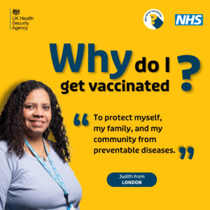 Image of a woman sharing why she gets vaccinated