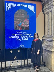 Lizzie Skelton posing after her graduation ceremony